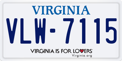 VA license plate VLW7115