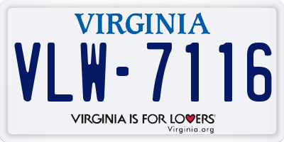 VA license plate VLW7116