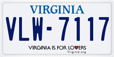 VA license plate VLW7117