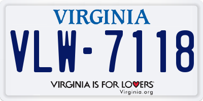 VA license plate VLW7118