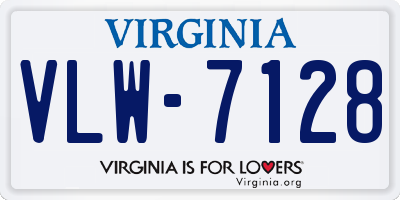 VA license plate VLW7128