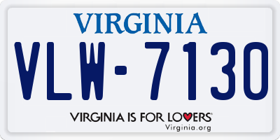 VA license plate VLW7130