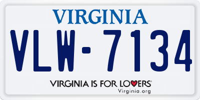 VA license plate VLW7134