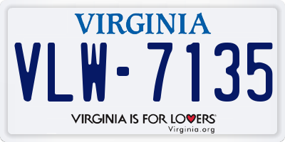 VA license plate VLW7135