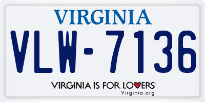 VA license plate VLW7136