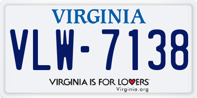 VA license plate VLW7138