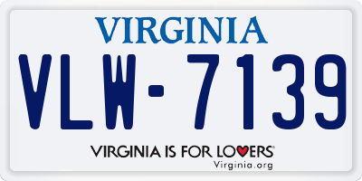 VA license plate VLW7139