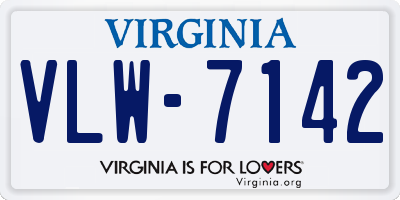 VA license plate VLW7142