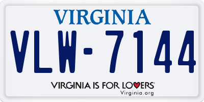 VA license plate VLW7144