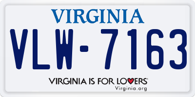 VA license plate VLW7163