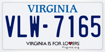 VA license plate VLW7165