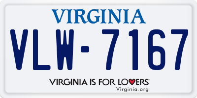 VA license plate VLW7167