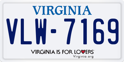 VA license plate VLW7169