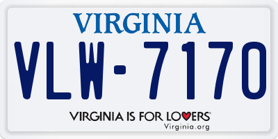 VA license plate VLW7170