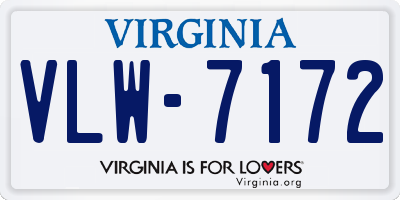 VA license plate VLW7172