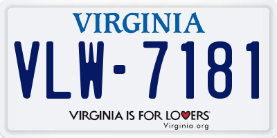 VA license plate VLW7181