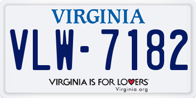 VA license plate VLW7182