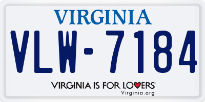 VA license plate VLW7184