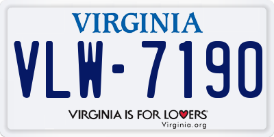 VA license plate VLW7190