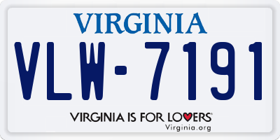 VA license plate VLW7191