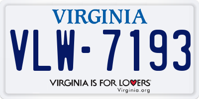 VA license plate VLW7193