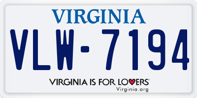 VA license plate VLW7194