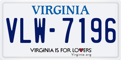 VA license plate VLW7196