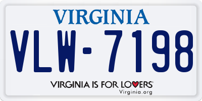 VA license plate VLW7198