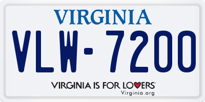 VA license plate VLW7200