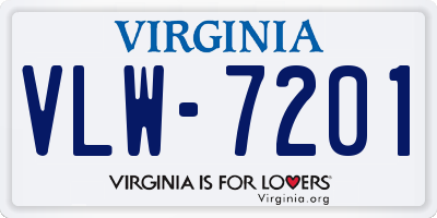 VA license plate VLW7201