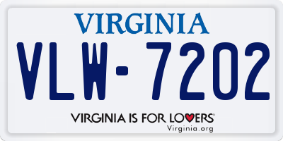 VA license plate VLW7202