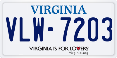 VA license plate VLW7203