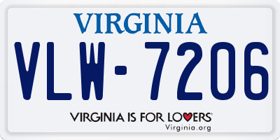 VA license plate VLW7206