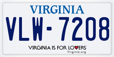 VA license plate VLW7208