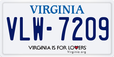 VA license plate VLW7209