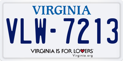 VA license plate VLW7213