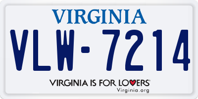 VA license plate VLW7214