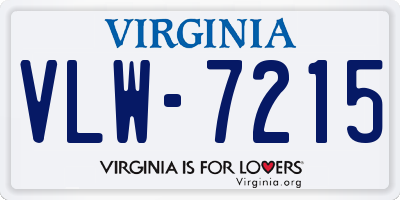 VA license plate VLW7215