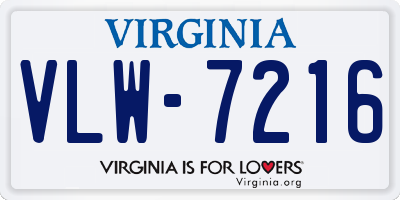 VA license plate VLW7216