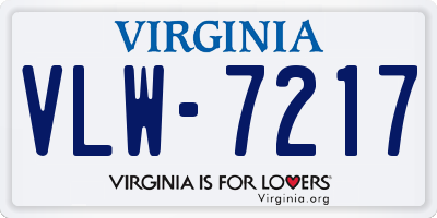 VA license plate VLW7217