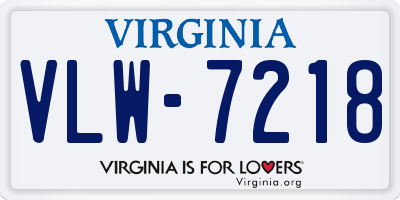 VA license plate VLW7218