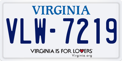 VA license plate VLW7219