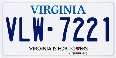 VA license plate VLW7221