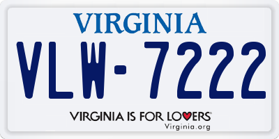 VA license plate VLW7222