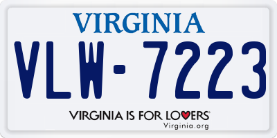 VA license plate VLW7223