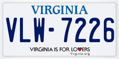 VA license plate VLW7226