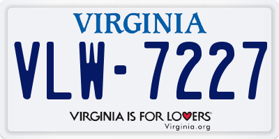 VA license plate VLW7227