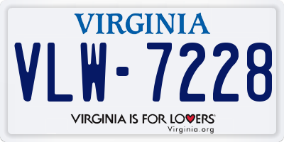 VA license plate VLW7228