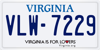 VA license plate VLW7229