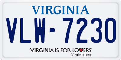 VA license plate VLW7230